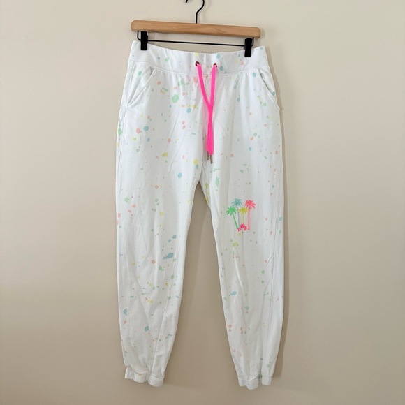 Lilly Pulitzer Mallie paint-splatter jogger pant embroidered palm tree logo M - Picture 11 of 12